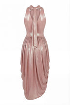 Rose Gold Velvet Halter Midi Dress