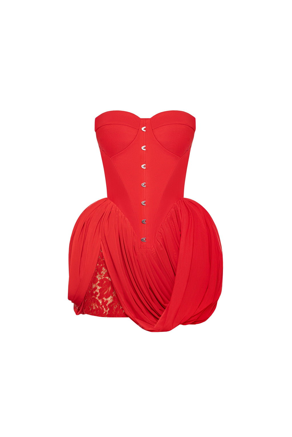 Red Off-Shoulder Drape Sculpt Mini Dress