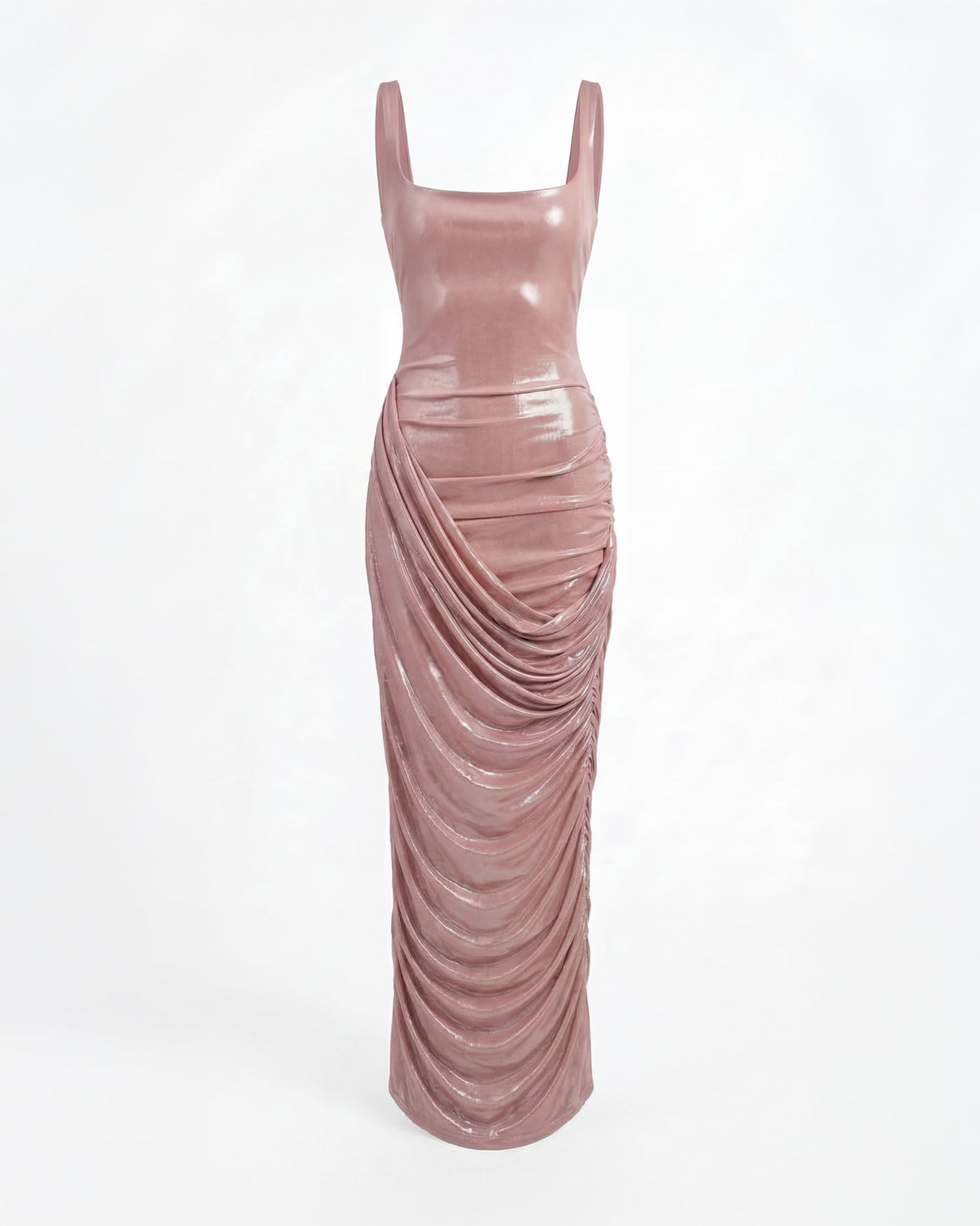 Liquid Rose Gold Fitted Midi Dress