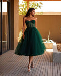 Sweetheart-Neck Tie-Strap Retro-Green Party Dress