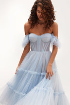 Light-Blue-Lined Dreamy-Vibe Date Dress
