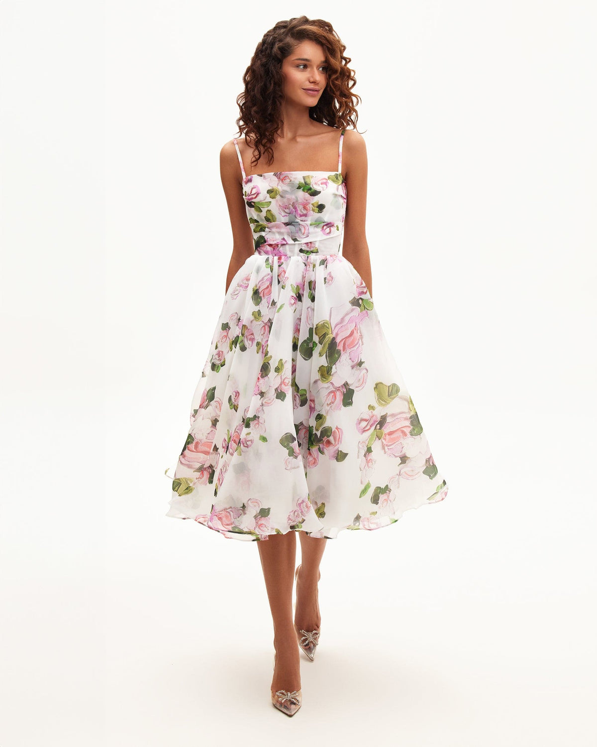 Square-Neck Ruched-Fit Back-Lace-Up Elegant Dress