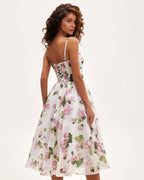 Square-Neck Ruched-Fit Back-Lace-Up Elegant Dress