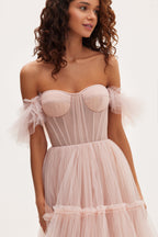 Misty-Rose Tulle Sweetheart Cocktail Dress