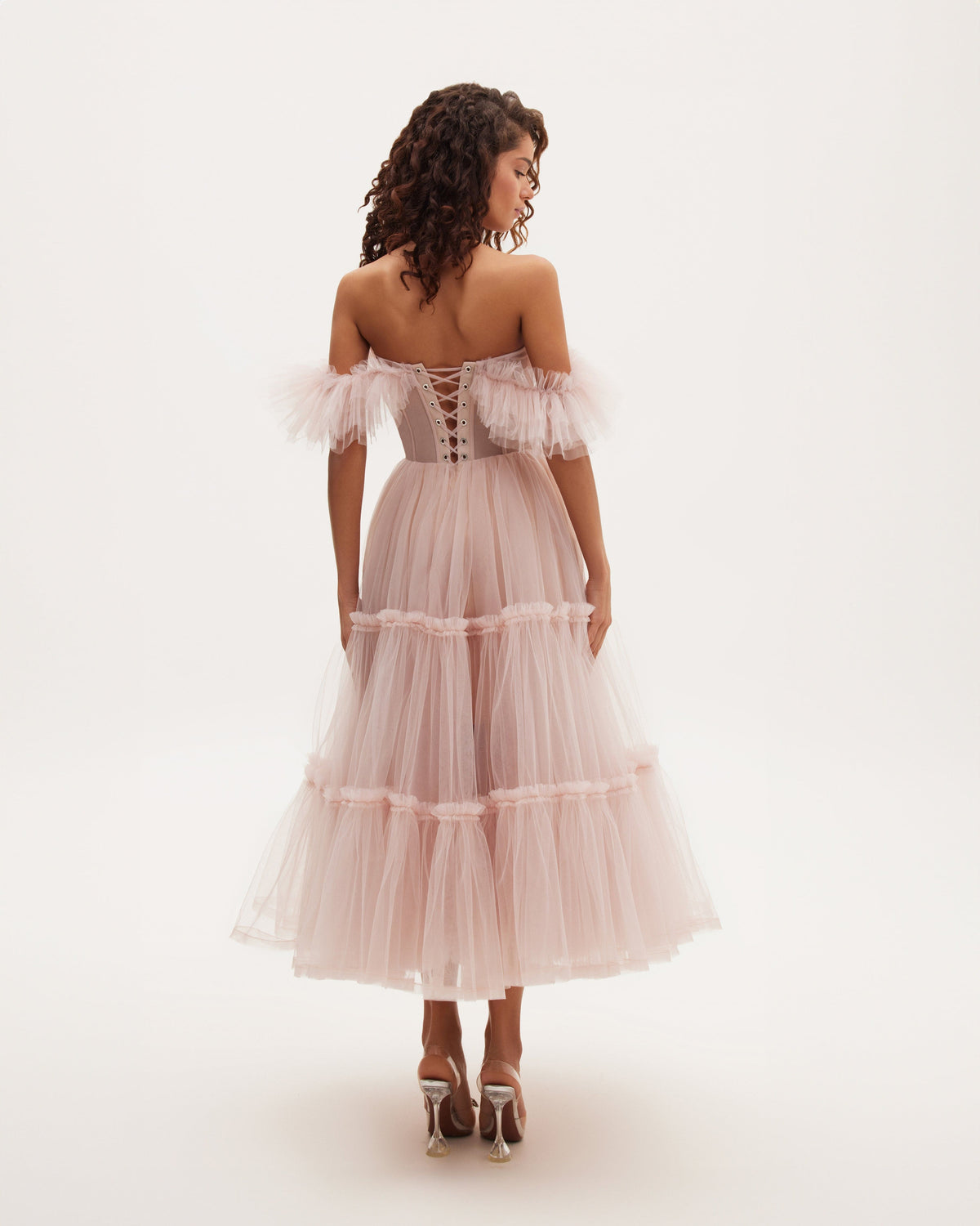 Misty-Rose Tulle Sweetheart Cocktail Dress