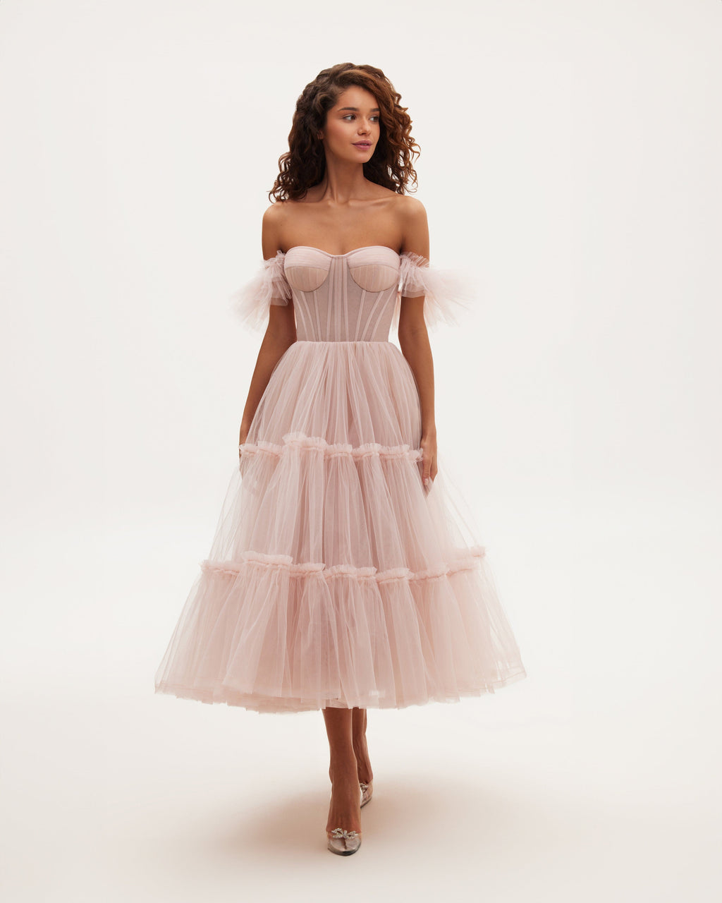 Misty-Rose Tulle Sweetheart Cocktail Dress