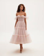 Misty-Rose Tulle Sweetheart Cocktail Dress