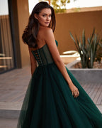 Sweetheart-Neck Tie-Strap Retro-Green Party Dress