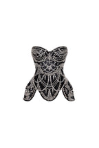 Black Mesh Gem Embroidery Sculpt Corset