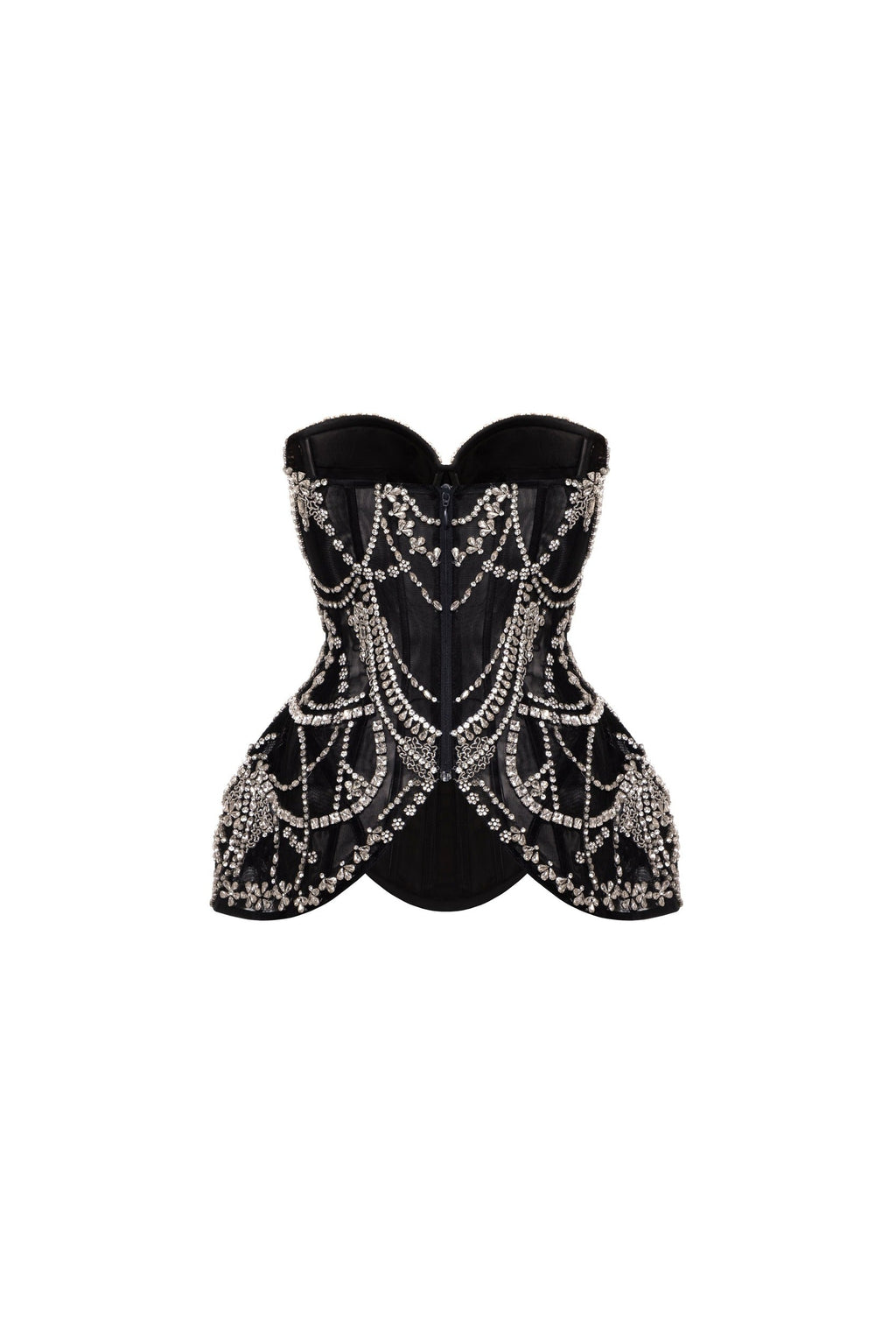 Black Mesh Gem Embroidery Sculpt Corset