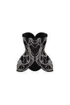 Black Mesh Gem Embroidery Sculpt Corset