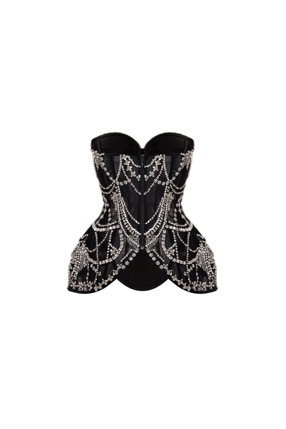 Black Mesh Gem Embroidery Sculpt Corset