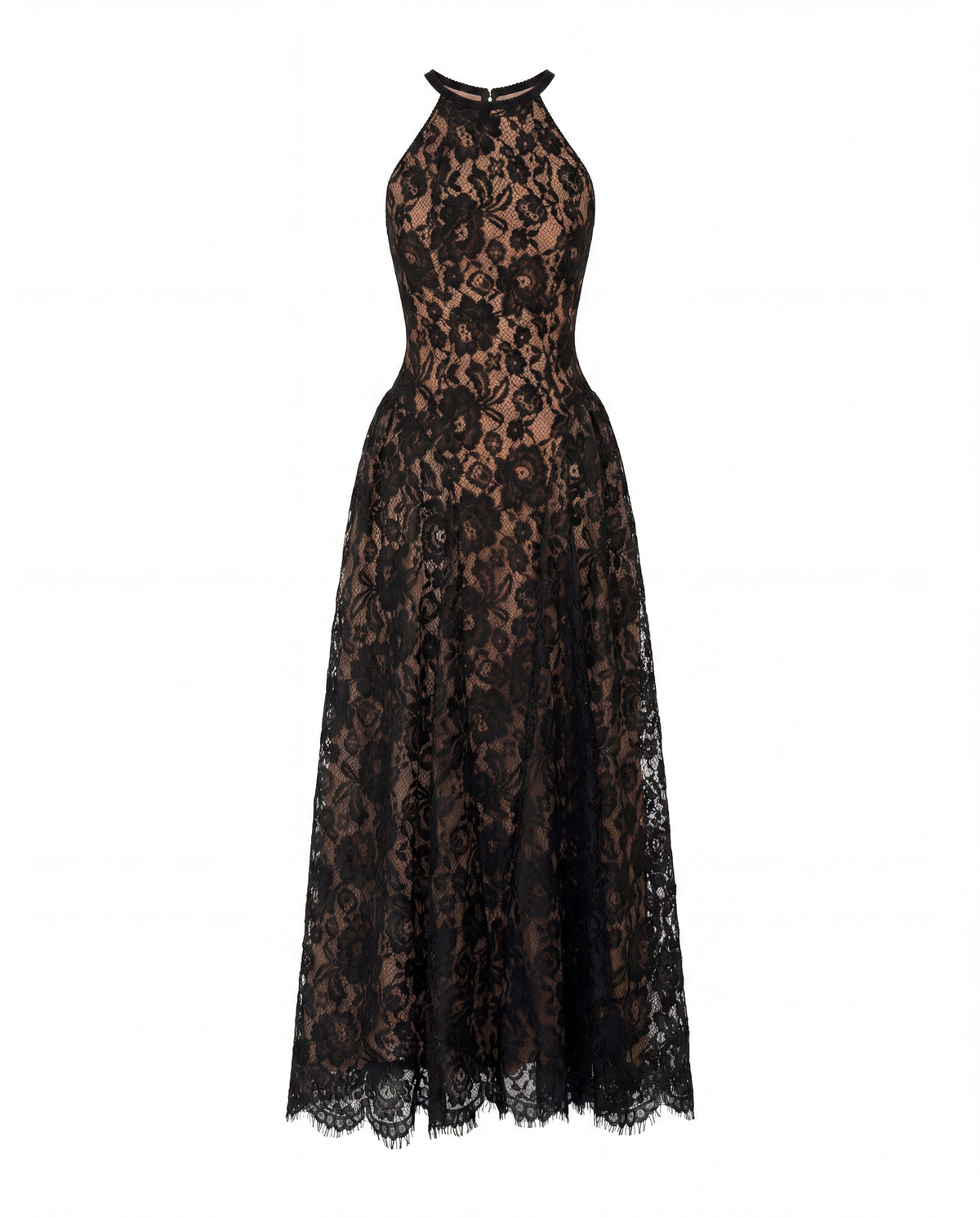 Airy Off-Shoulder Fitted Lace Maxi Dress