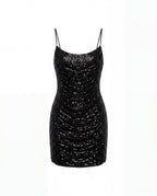 Black Lace Fitted Statement Mini Dress