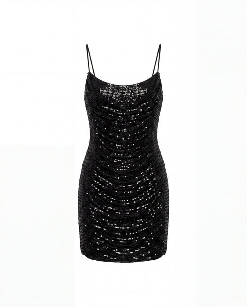 Black Lace Fitted Statement Mini Dress