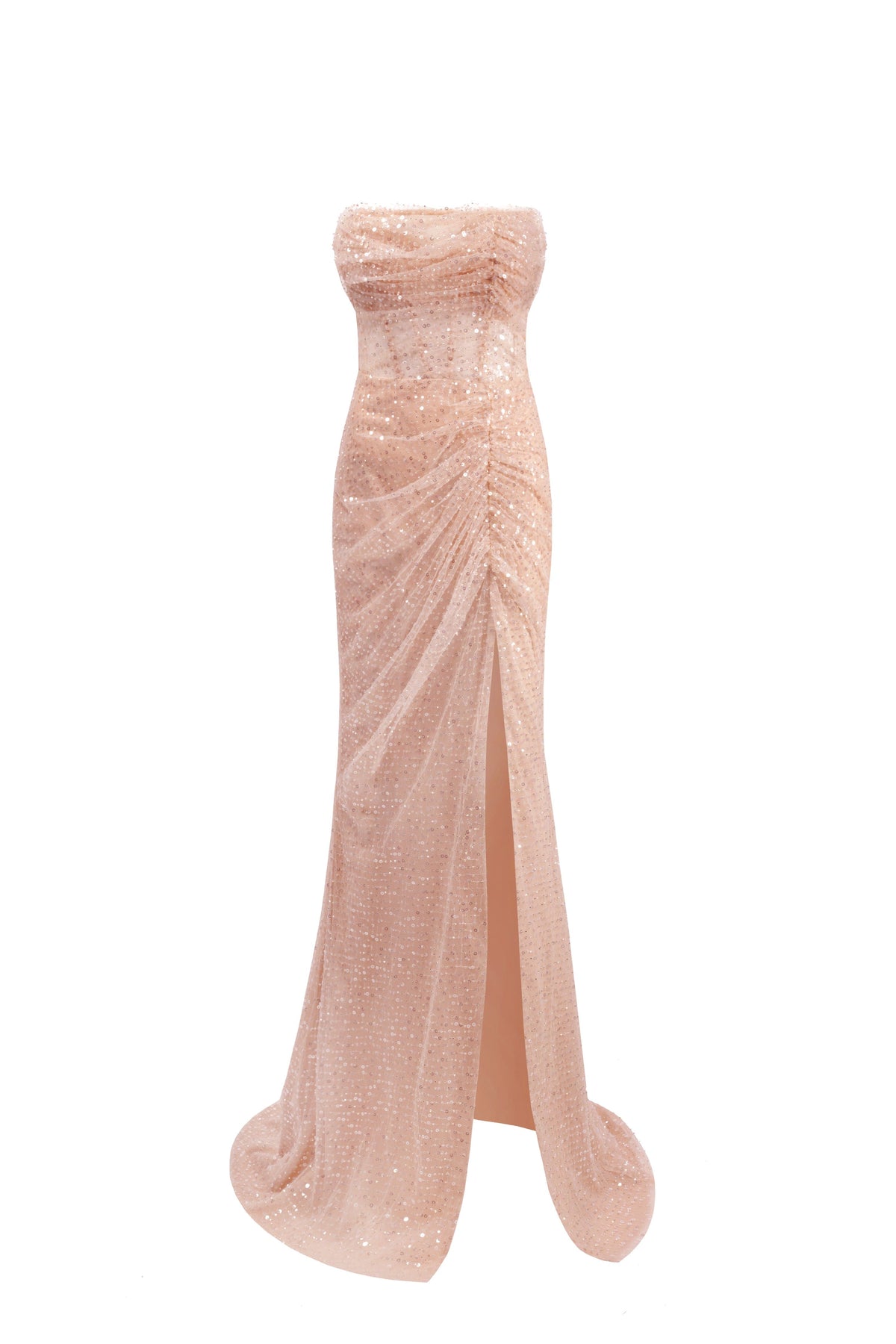 Side-Slit Open-Back Fitted Evening Gown