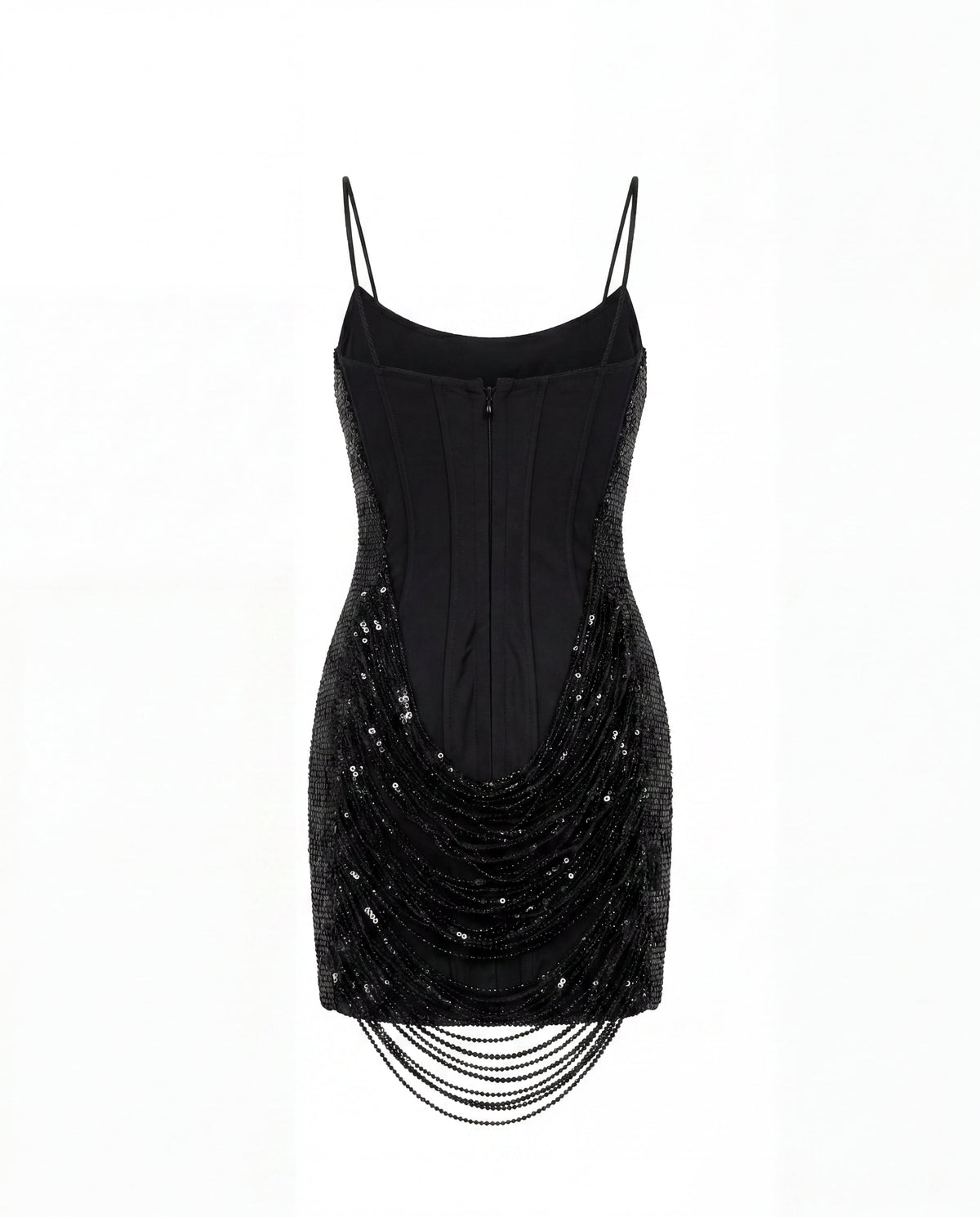 Black Lace Fitted Statement Mini Dress