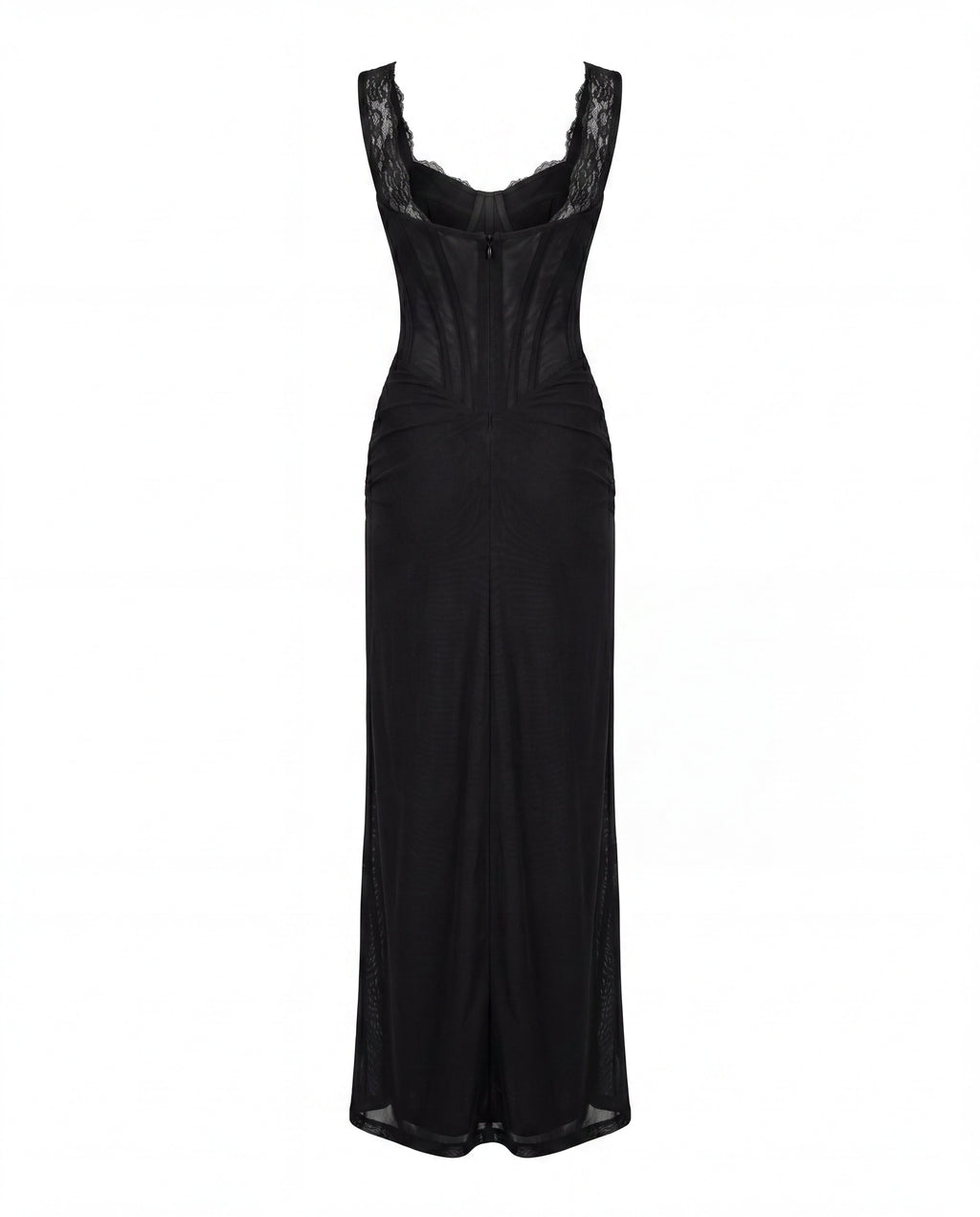 Deep Black Italian Mesh Refined Dress