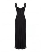 Deep Black Italian Mesh Refined Dress