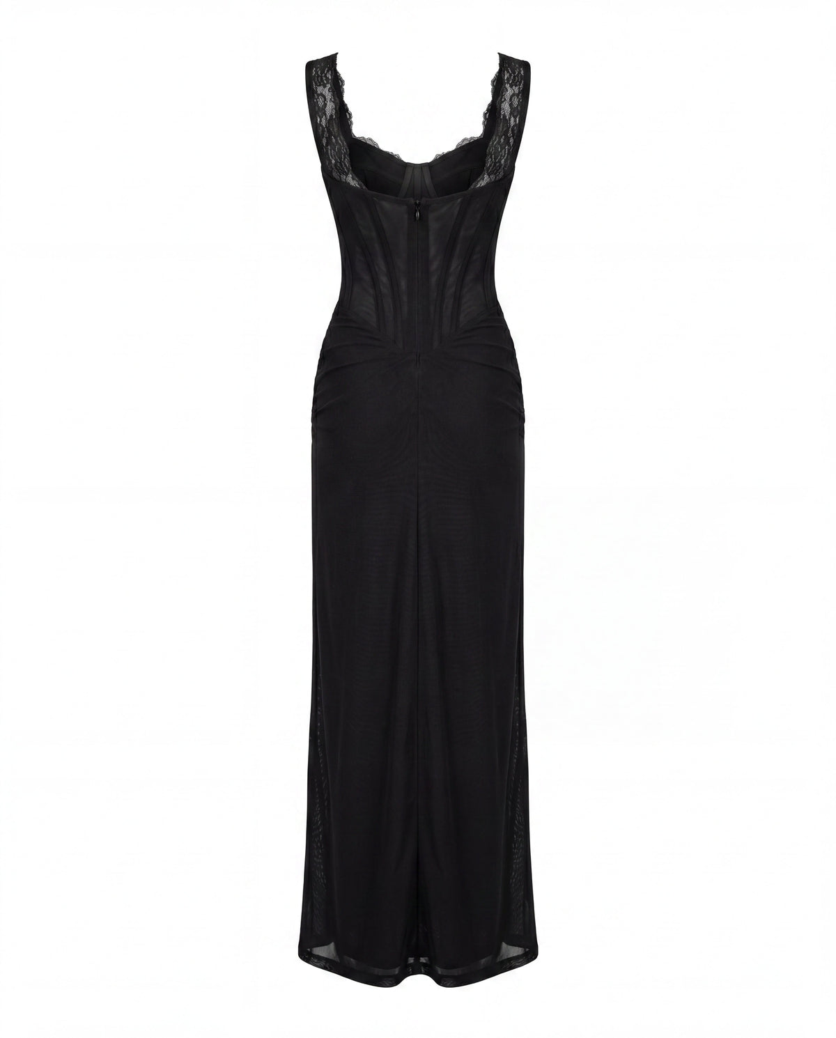 Deep Black Italian Mesh Refined Dress