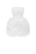 White-Organza Oversized-Rose A-Line Mini Dress