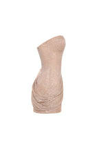 Straight Neck Sleeveless Sculpt Beige Corset Dress
