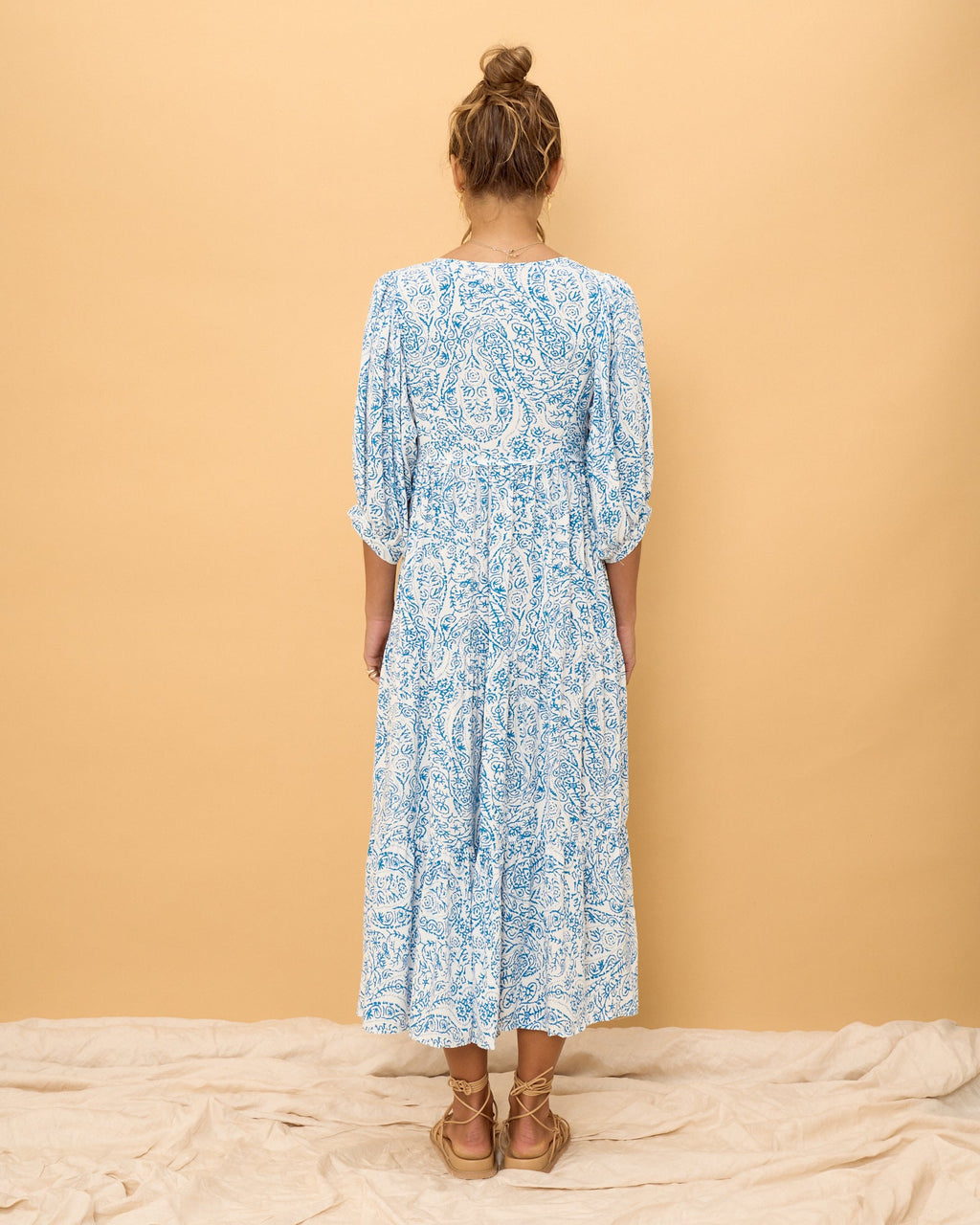 Blue Boho Midi Dress