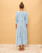 Blue Boho Midi Dress