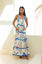 Multicolour Floral  Tiered Maxi Dress