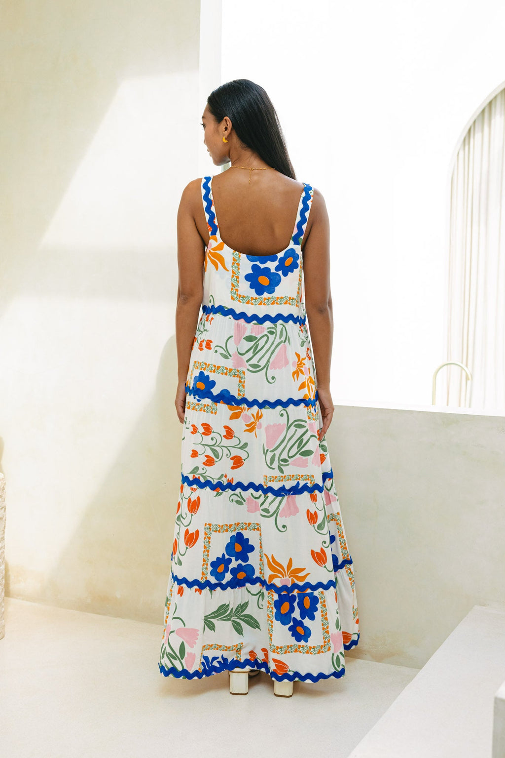 Multicolour Floral  Tiered Maxi Dress