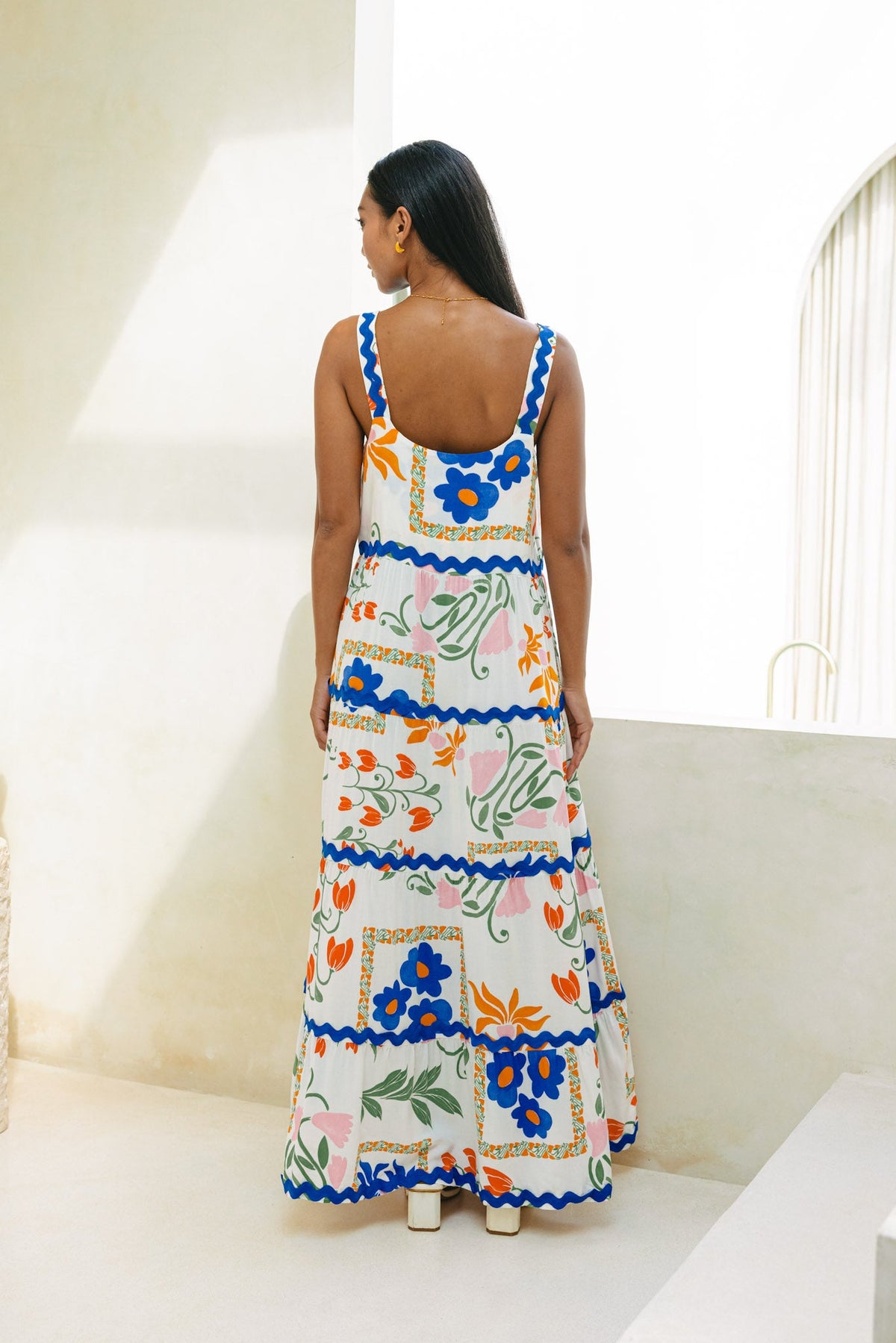 Multicolour Floral  Tiered Maxi Dress