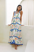 Multicolour Floral  Tiered Maxi Dress