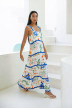 Multicolour Floral  Tiered Maxi Dress