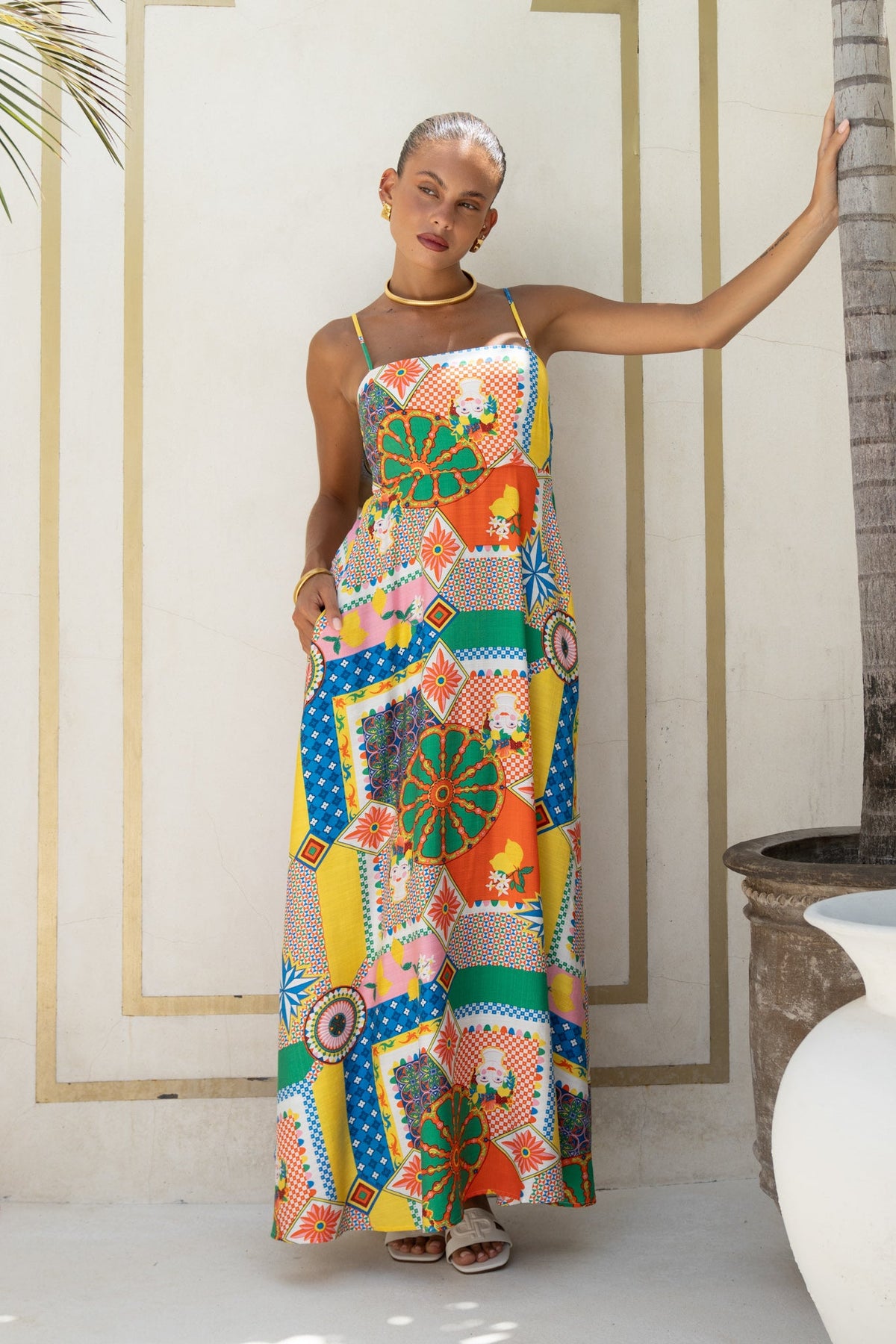 Multicolour Patchwork Maxi Dress