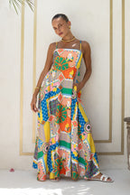 Multicolour Patchwork Maxi Dress