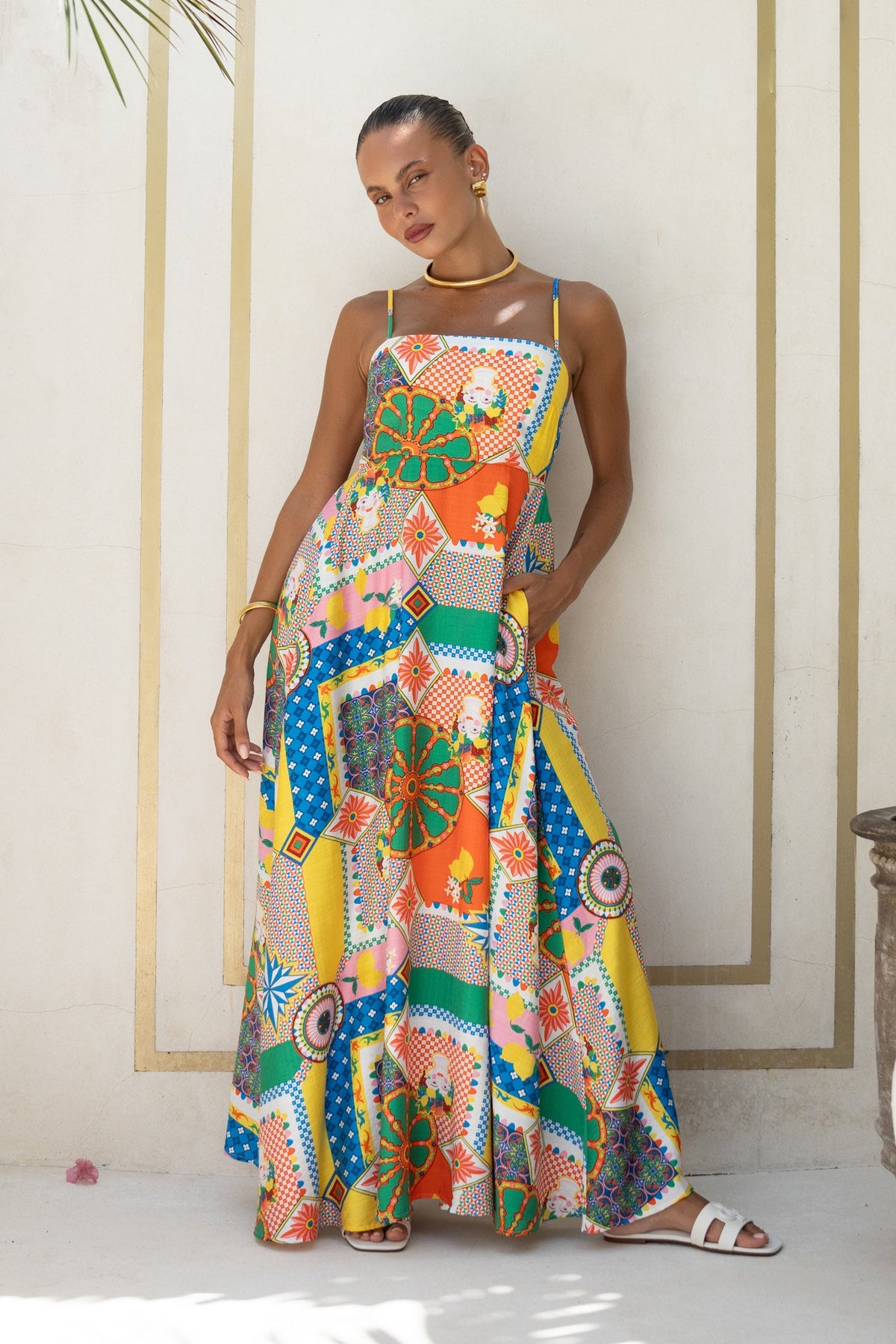 Multicolour Patchwork Maxi Dress