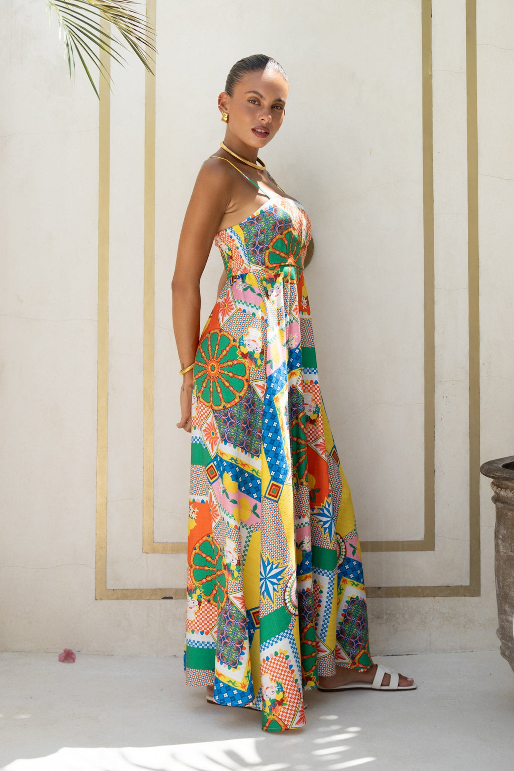 Multicolour Patchwork Maxi Dress