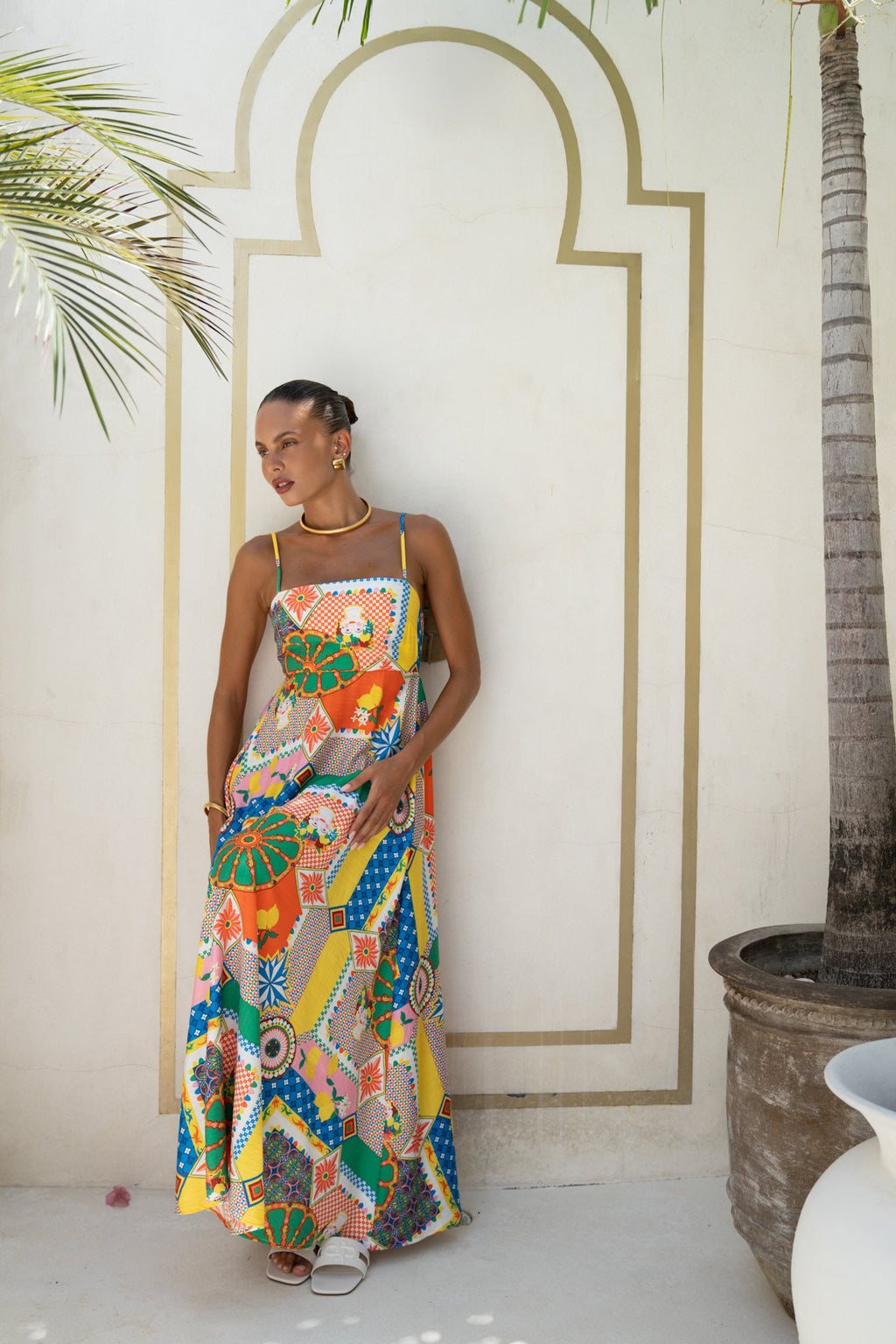 Multicolour Patchwork Maxi Dress