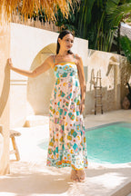 Blue Abstract Midi Dress