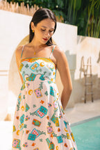 Blue Abstract Midi Dress