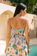 Blue Abstract Midi Dress
