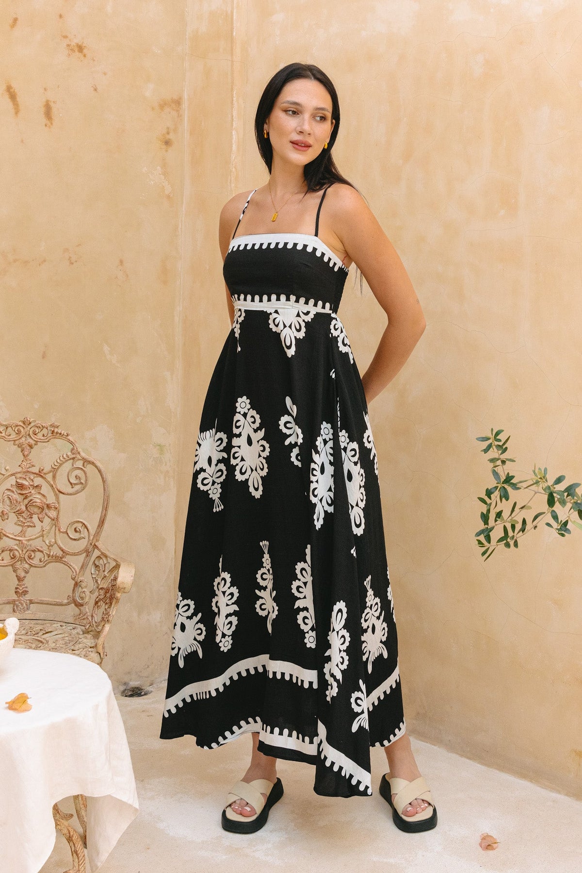 Black Abstract Maxi Dress