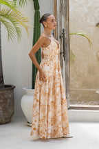 Khaki Abstract Maxi Dress