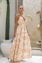 Khaki Abstract Maxi Dress