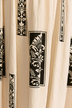 Beige Abstract Square Neck Maxi Dress