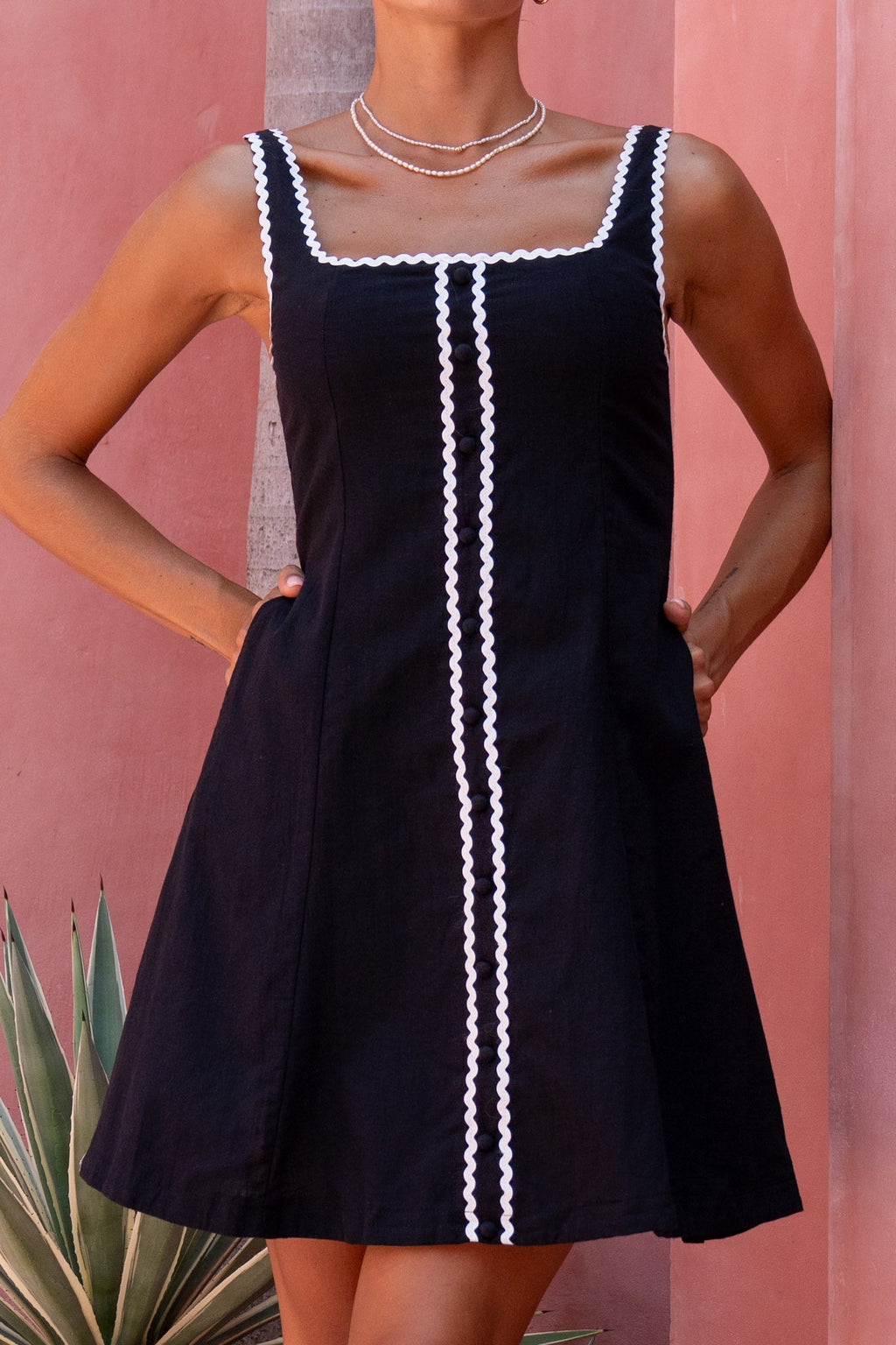 Luella Black Contrast  Mini Dress