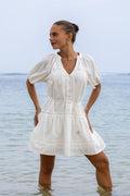 White Lace Detail Mini Dress