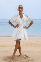 White Lace Detail Mini Dress