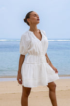 White Lace Detail Mini Dress