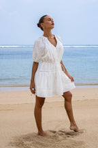 White Lace Detail Mini Dress
